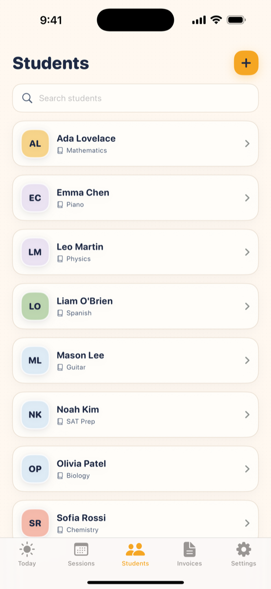 Students list